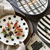 Plato de postre para desayuno, bandeja de almacenamiento de joyas con figuras geométricas, regalo de amor, color blanco Negro Nórdico, plato plano de 8 pulgadas ► Foto 3/5