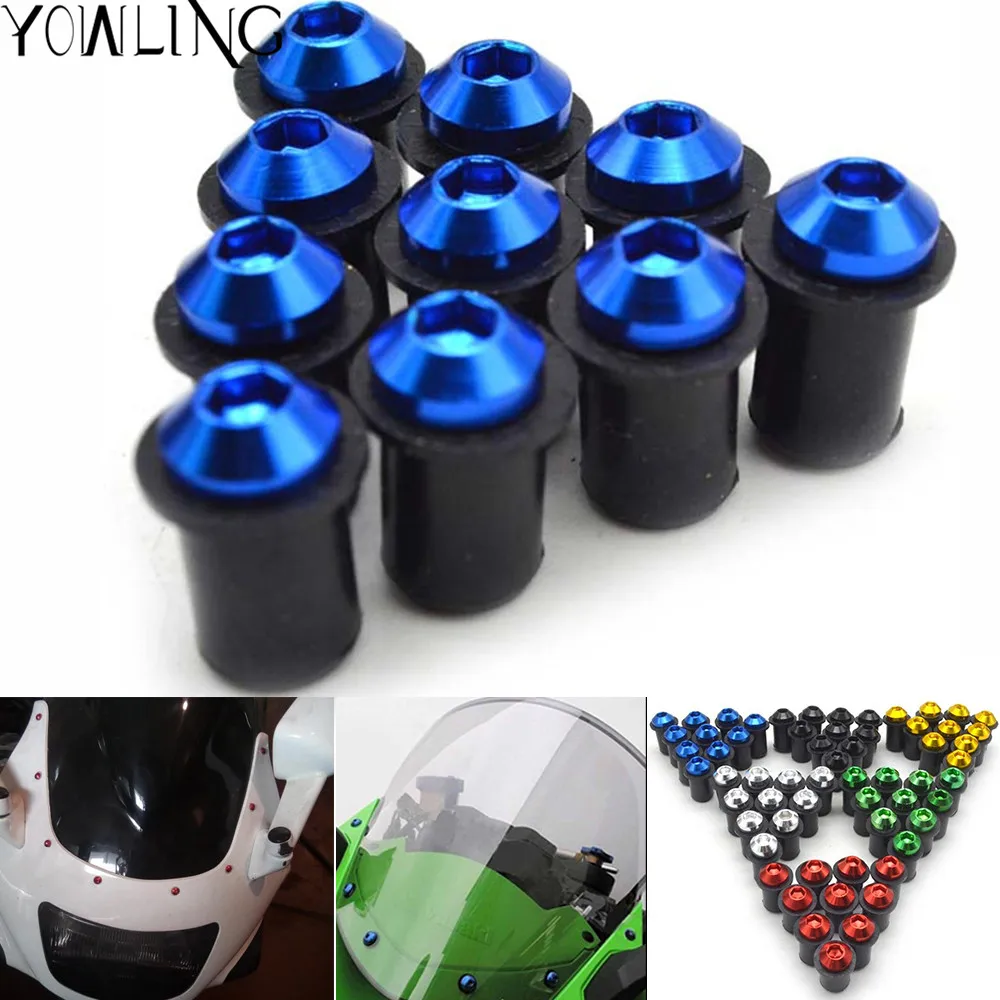 

10pcs Universal motorcycle Windshield Spike Bolts Screw Nuts For SUZUKI GSXR1000 GSXR 1000 GSX R1000 GSXR-1000 GSXR750 GSXR600