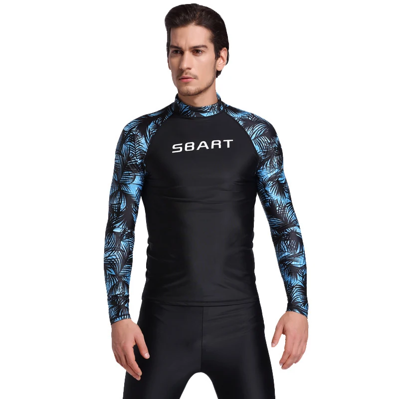 

2017 Plus Size Printed Swimwear Rash Guard Men Summer Beach Swimming Tops Sun UV Protection UPF50+ Lycra Surf Diving T-Shirts