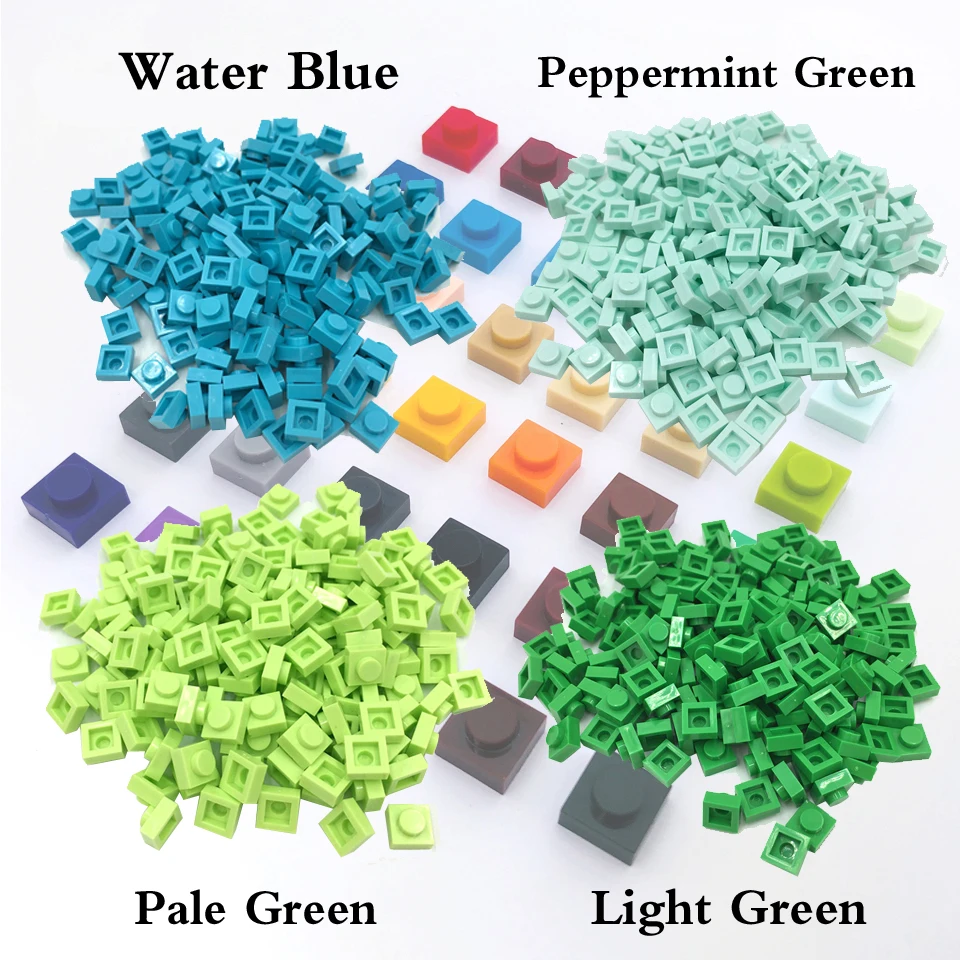 

Smartable Bulk Plate 1x1 Building Block Part Toy Peppermint Green Pale Green Light Green Compatible Major Brand 3024 2352pcs/lot