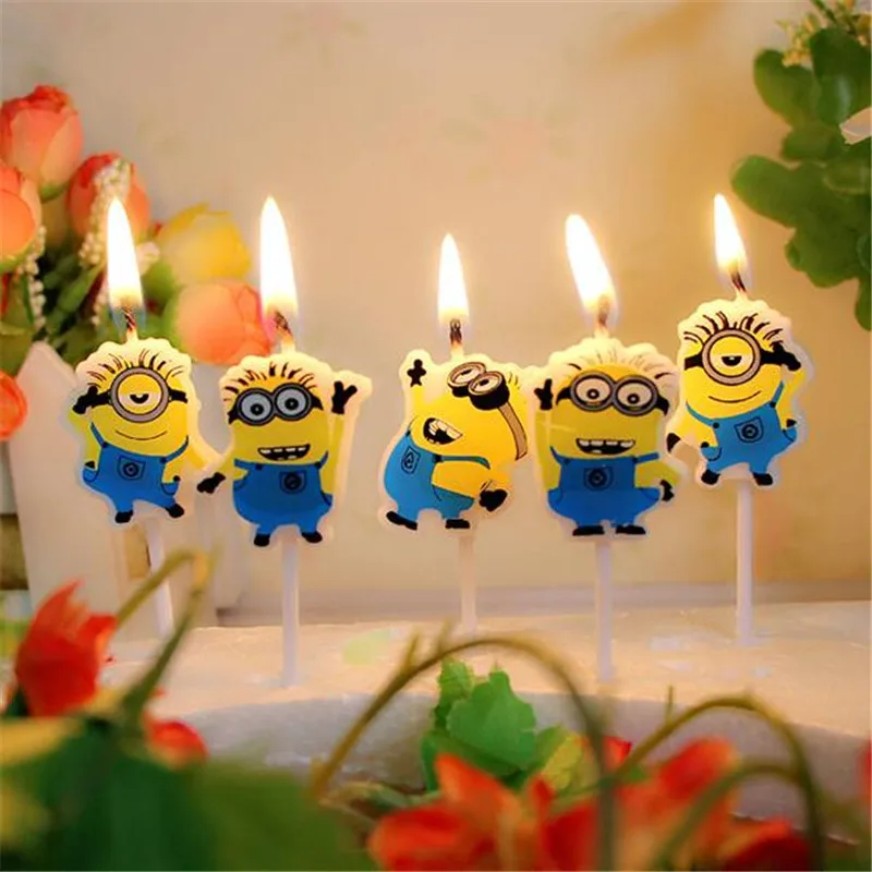 5 шт./лот свечи для торта мультфильм Миньоны Торт Топперы день рождения все для праздника Baby Shower украшения поставки