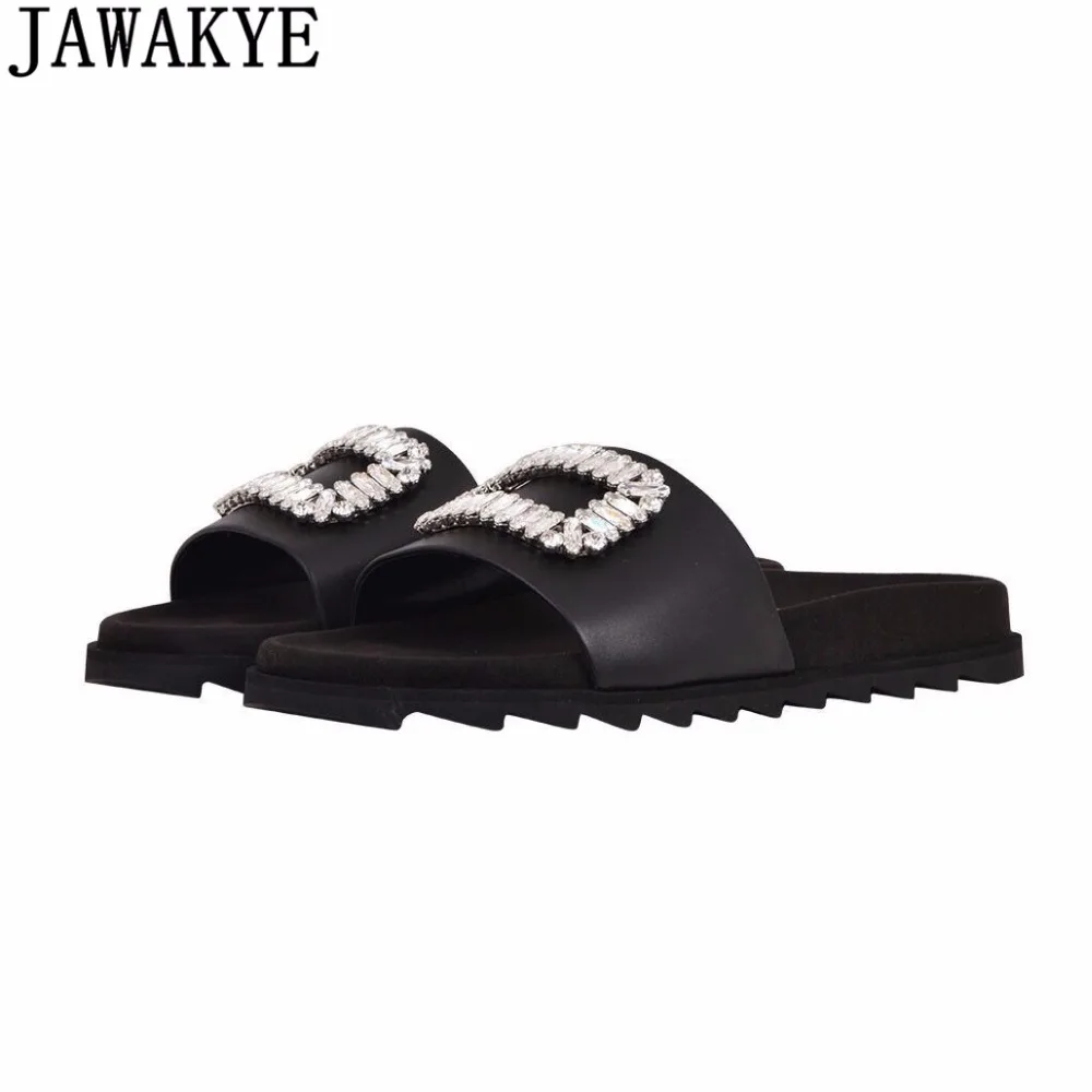 

Summer Flat Shoes women Rhinestone Slides Crystal Embellished platform Sandals outdoor cozy beach slippers 2018 flipflops