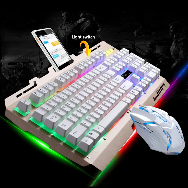 

104 Keys Gaming Keyboard Mouse Sets Mechanical Feel USB Wired LED Backlit Keyboard with Mouse Gamer Set for PC Computer Notebook