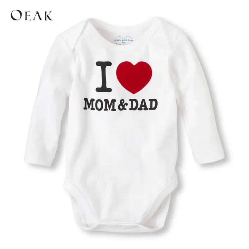 Oeak/белый милый комбинезон с длинными рукавами и надписью I MOM & DAD для