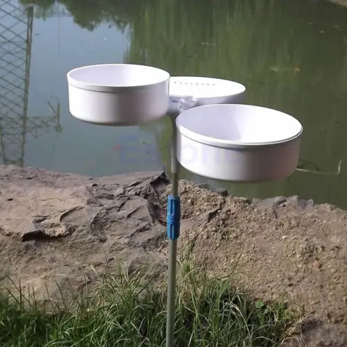 

White Round Dual Plastic Fishing Bait Lure Box Case Container With Support Post O03