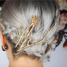 Модные Винтажные заколки для волос с золотым и серебряным деревом для девочек, заколки для волос из сплава, модные заколки для волос, женские элегантные металлические аксессуары для волос