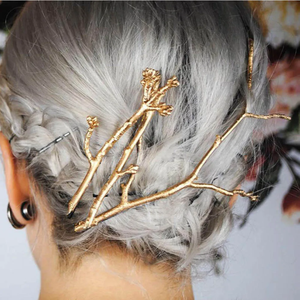 

Vintage Gold Silver Tree Hair Clips Girls Alloy Branch Hairpins Fashion Hairgrips Lady Elegance Metal Hair Accessories For Women