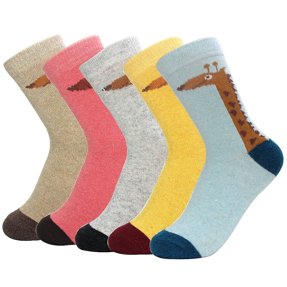 

Vintage Winter Thick Warm Womens Wool funny Socks Christmas Gift Giraffe Sock Fashion Sock Thermal skarpetki calcetines harajuku