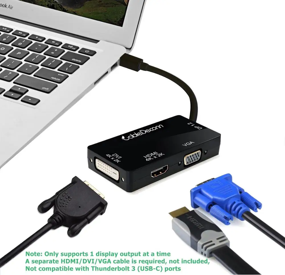 Адаптер thunderbolt mini displayport hub VGA HDMI DVI 4k для macbook конвертер проектора| |