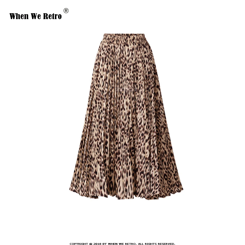 Когда мы Ретро Весенняя леопардовая юбка с принтом животных Женская плиссированная миди юбка YJZ0254 сексуальные длинные юбки с высокой талией
