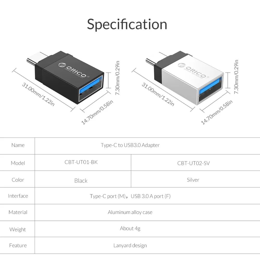 ORICO адаптер типа OTG-C USB C к USB3.0 OTG адаптер для зарядки и синхронизации данных type-c конвертер