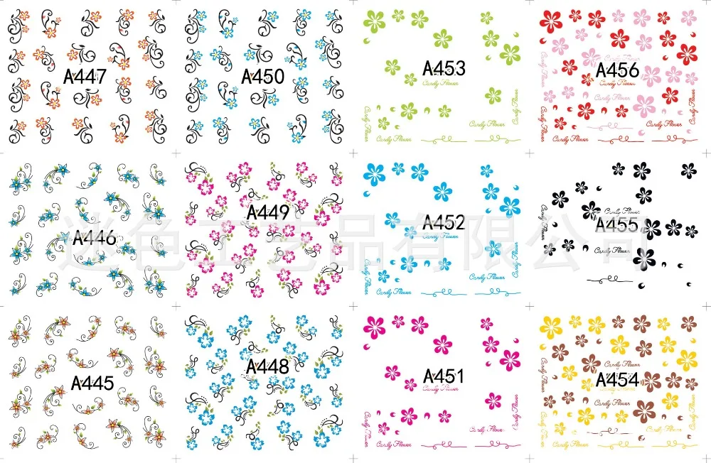 12 вариантов дизайна 3D супер тонкие наклейки для ногтей цветы советы клей для накладных ногтей наклейки Маникюрный Инструмент темное украшение Наклейки Для Ногтей