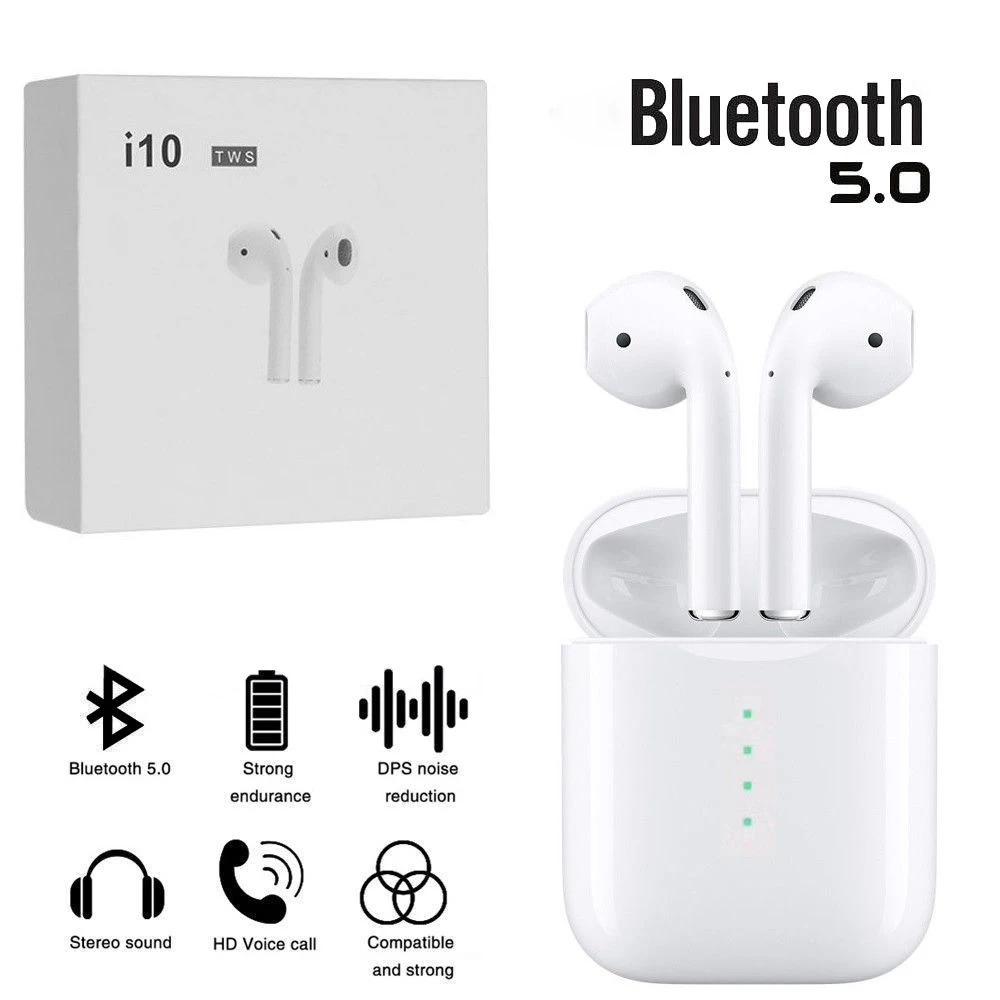 

i10 TWS V5.0 Mini Bluetooth Earphones Wireless Earphone Touch Control Earbuds With Mic for iPhone for Samsung Android phone