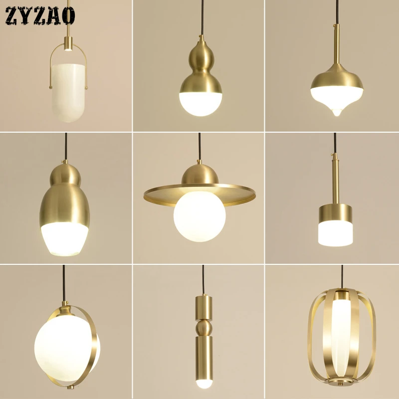 Nordic Simple Modern Br Copper Gold Pendant Lights Bedroom Modern Br Copper Gold Pendant Lights