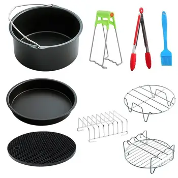 

9pcs/set 7 inch Air Fryer Omelette Cake Pizza Pan Roast Skewer Rack Tangs for Cozyna Frying Accessories Useful