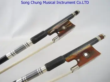 

1pcs plaid black Carbon fiber violin bow with red horn frog