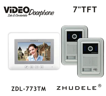 

ZHUDELE Home Intercom System Kits 7" LCD monitor Speakerphone intercom Color Video Door Phone Doorbell support CCTV Camera 2V1