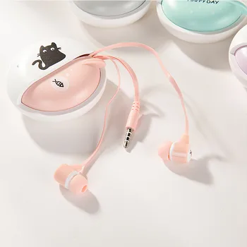 

Cute 3.5mm Headphones Wired Headset Cattoon In Ear buds Organizer Box Case Earphones for Iphone Samsung Mp3 Ipod Music Earbuds