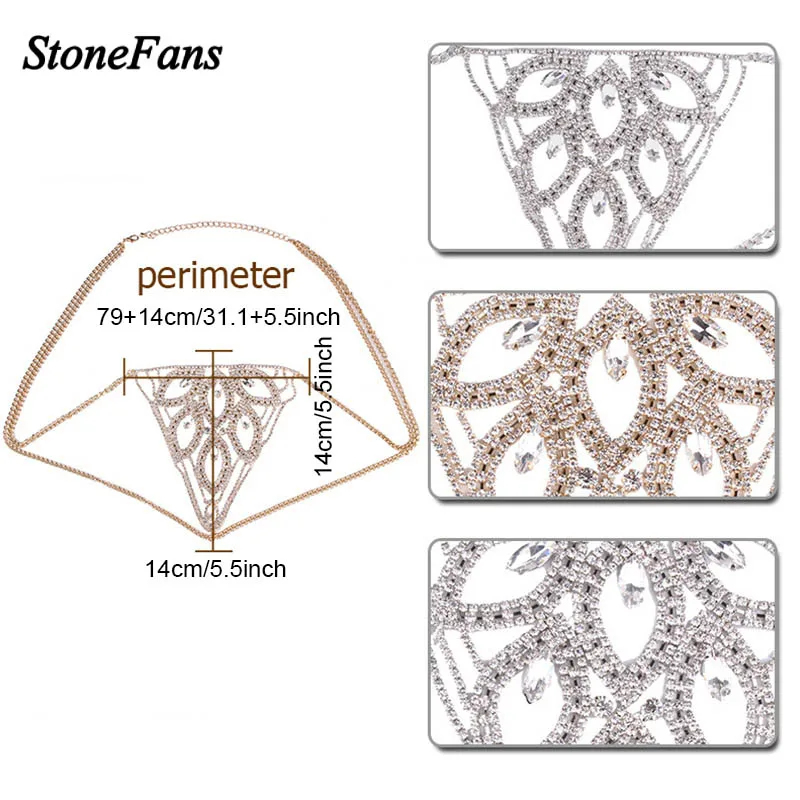 Stonefans сексуальный лист Блестящий Кристалл стринги для тела цепь бикини для женщин полые нижнее белье Стразы цепочка для тела на талию вечерние ювелирные изделия