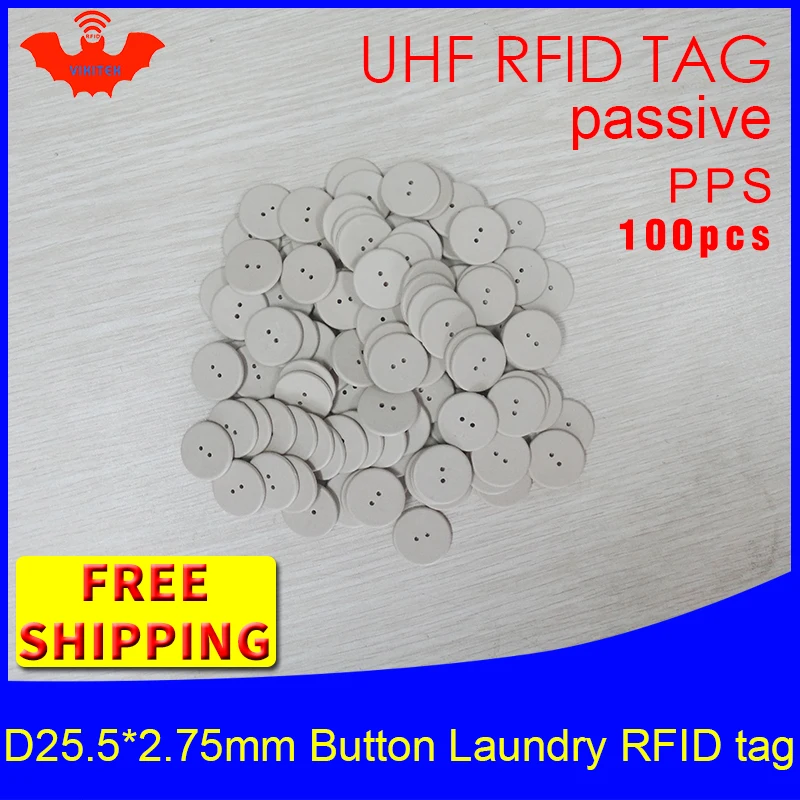 

UHF RFID laundry button tag 915mhz 868mhz 860-960MHZ alien H3 100pcs free shipping passive RFID PPS heat and water resisting tag