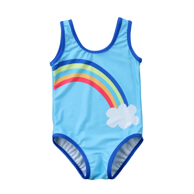 

Lovely Kid Baby Girl Swimsuit 2018 New Pop Rainbow Print One Piece Bikini Set Swimwear Swimsuit Bathing Suit Beachwear