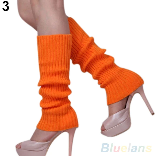 Модные женские Для женщин Сплошной Цвет вязать Зима Гетры для девочек сапоги до колена Чулки для женщин Леггинсы для женщин - Цвет: Orange