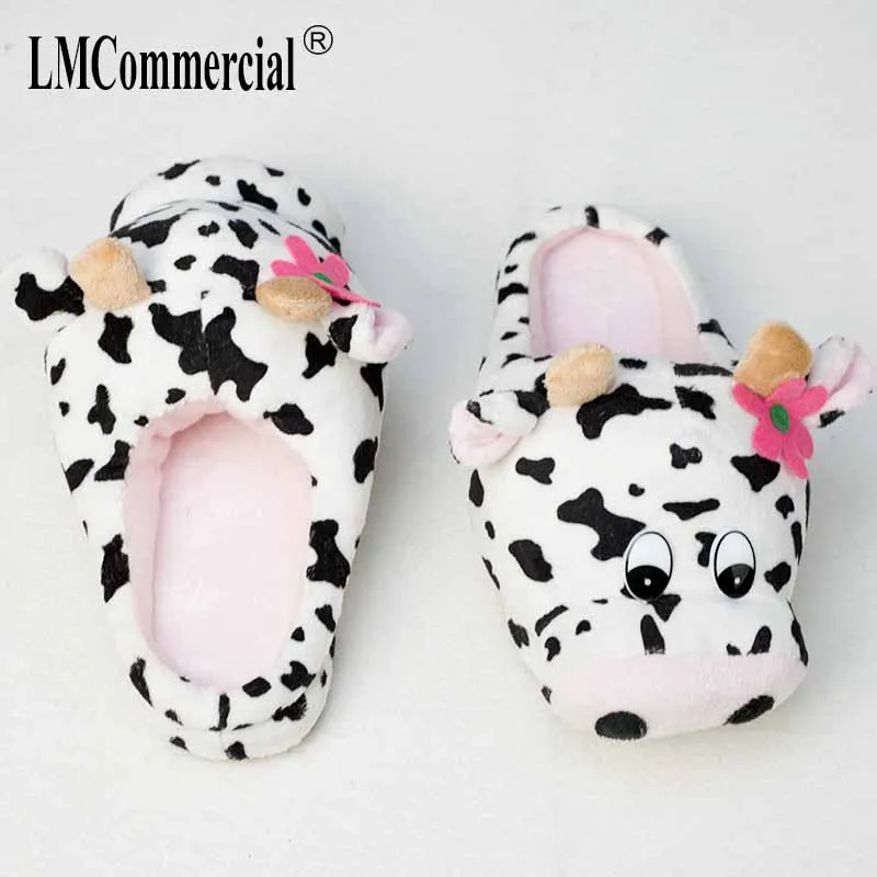 Men&Women Indoor Soft Shoes cow Slippers Winter Warm Cotton Plush Special custom Slipper Cartoon Slipper floor lovers shoes