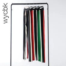 Wycbk Бибер удлиняется разделе штаны Для мужчин в западном стиле ретро хип-хоп брюки боковой молнии хит Цвет унисекс Повседневные штаны