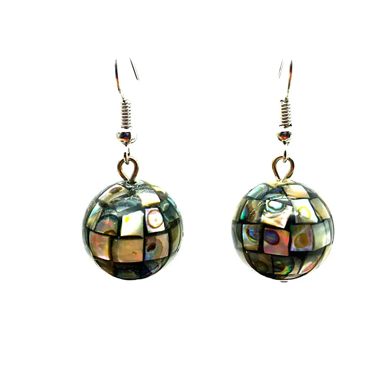 

16 x16mm Circular Natural Abalone Shell Earrings Party Jewelry Earrings With Free Shipping 5 pairs E-079