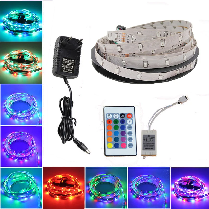 СВЕТОДИОДНАЯ лента SMD 2835 5 м 10 RGB 12 В ИК-пульт дистанционного управления адаптер