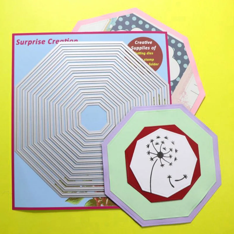 

Surprise Creation Large Cutting dies 18.5x18.5cm 12-Piece Basic Octagon Scrapbook DIY Craft Metal Stencil
