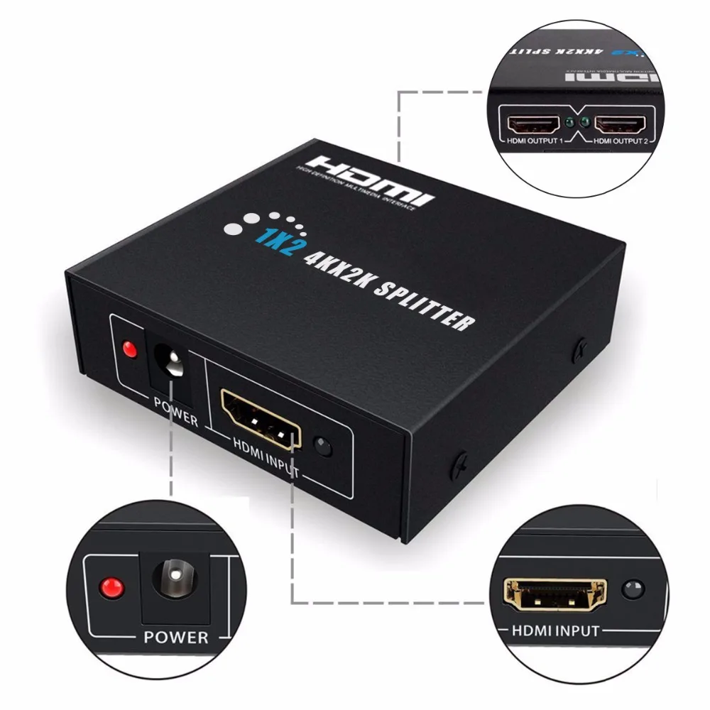 SOONHUA Compact 4K 2K HDMI сплиттер Поддержка HD видео 1080p HDTV HDMI 1,3 3D CEC сигнал 2,5 Гбит/с видео усилитель для HDTV DVD PS3