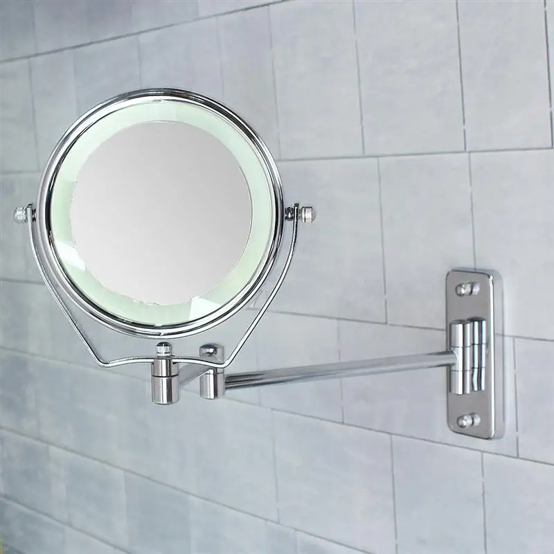 

6 Inch Double Side 6 Led Light Illuminated 7X Magnifying Mirrors Makeup Mirrors Bathroom Shower Cosmetic Mirror Wall Mounted