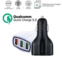 Высокое качество AC 12-В 24 В Quick Charge 3,0 в автомобильное зарядное устройство 3 порта USB Qualcomm QC Быстрая Зарядка адаптер