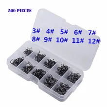 INFOF 500 шт./кор. рыболовный крючок из высокоуглеродистой стали размер#3-#12 рыболовные Крючки снасти для ловли карпа инструмент для ловли басов