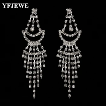 

YFJEWE Flower Crystals Earrings for Women silver color Fashion Jewelry Earrings female Ear brincos Pending E509