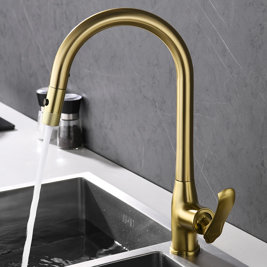 

brushed gold kitchen faucet black pull out kitchen tap antique copper cold and hot water taps kitchen mixer new