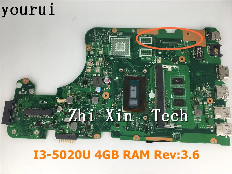 yourui X555LD REV:3.6 For ASUS X555LA X555LAB Laptop Motherboard with i3-5020u CPU 4GB RAM Tested W