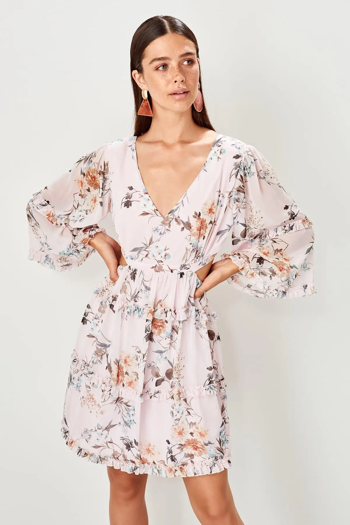 Trendyol платье с рисунком пудры TPRSS19UT0204|Платья| |