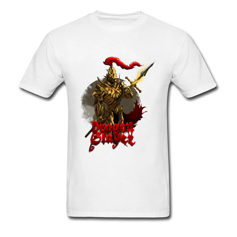 Dragon Slayer Ornstein Tops T Shirt Newest O-Neck Hip hop Short Sleeve 100% Cotton Men T Shirt Geek Tshirts Wholesale Dragon Slayer Ornstein white