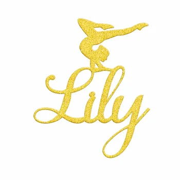 

Personalized Customized Name Glitter Gold Silver Gymnastics Cake Topper Baby Shower Girl Boy 1st Birthday Party Decoration