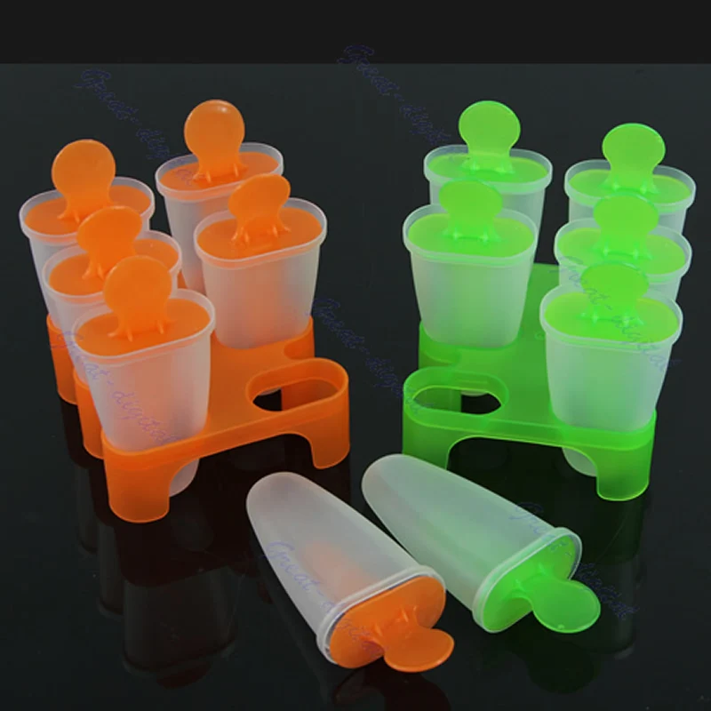 

6 Cell Frozen Ice Cream Pop Mold Popsicle Maker Lolly Mould Tray Pan Kitchen DIY