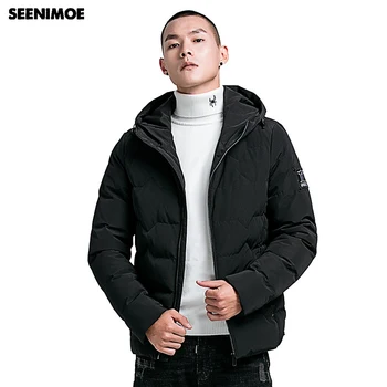 

Seenimoe 2019 Hot Sale Winter Parkas Men Winter Jacket New Youth Trend Stand Collar Hooded Padded Casual Thick Warm Cotton Coat