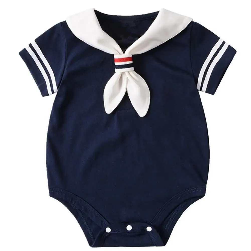 

2018 Popular Infant Newborn Baby Boys Girls Summer Short Sleeve Sailor Cotton Romper Clothes