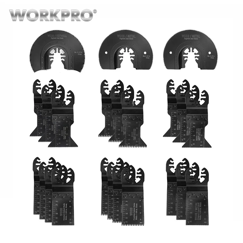 WORKPRO 23PC Multi Oscillating Saw Blade for Metal/wood Quick Release Saw Blades Set CRV Blades