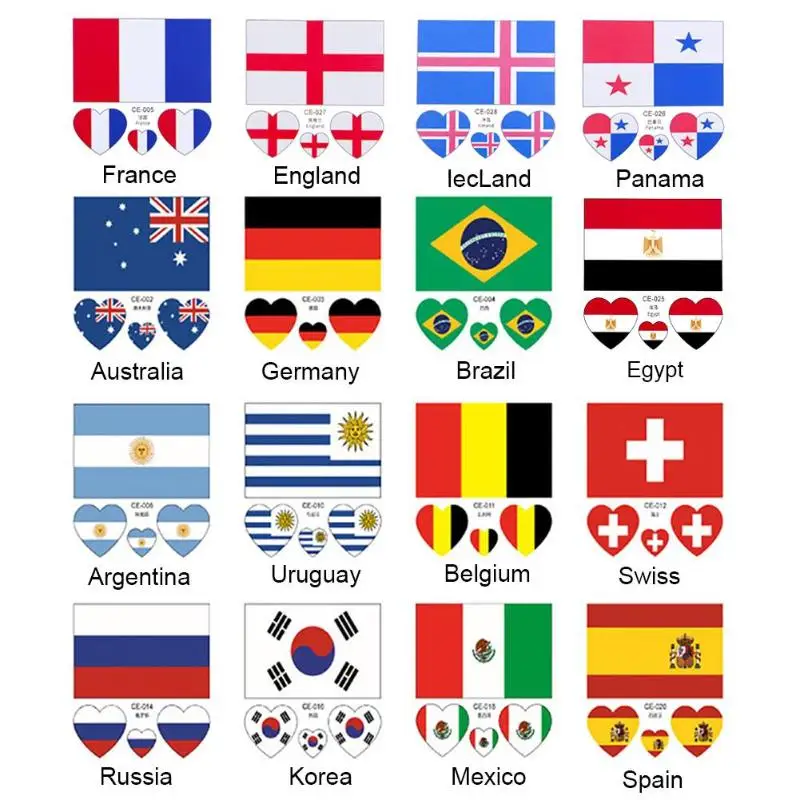 Футбол Кубок мира водостойкие Одноразовые наклейки татуировки Национальный флаг