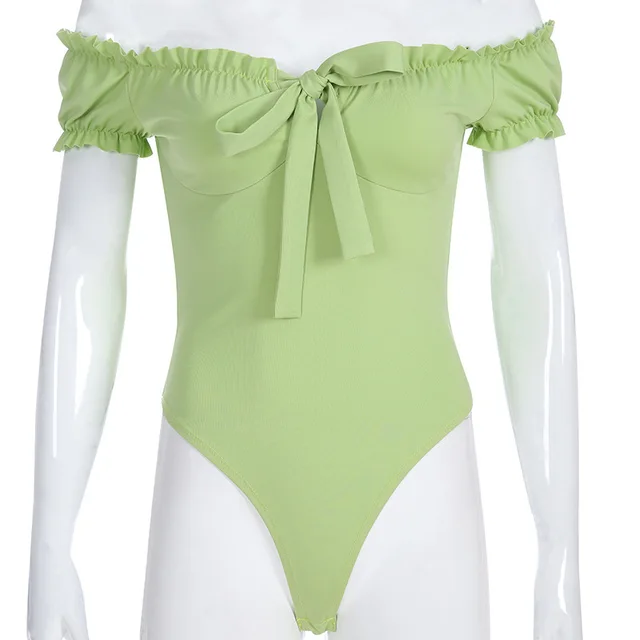 Buy Tobinoone Black Ruffle Cute Bodysuit Women Off