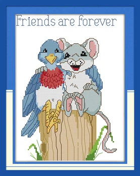 

Forever friends Beginner Cross Stitch Kits Printed Canvas DMC Counted printed Cross-stitch set Embroidery Needlework Kit DIY