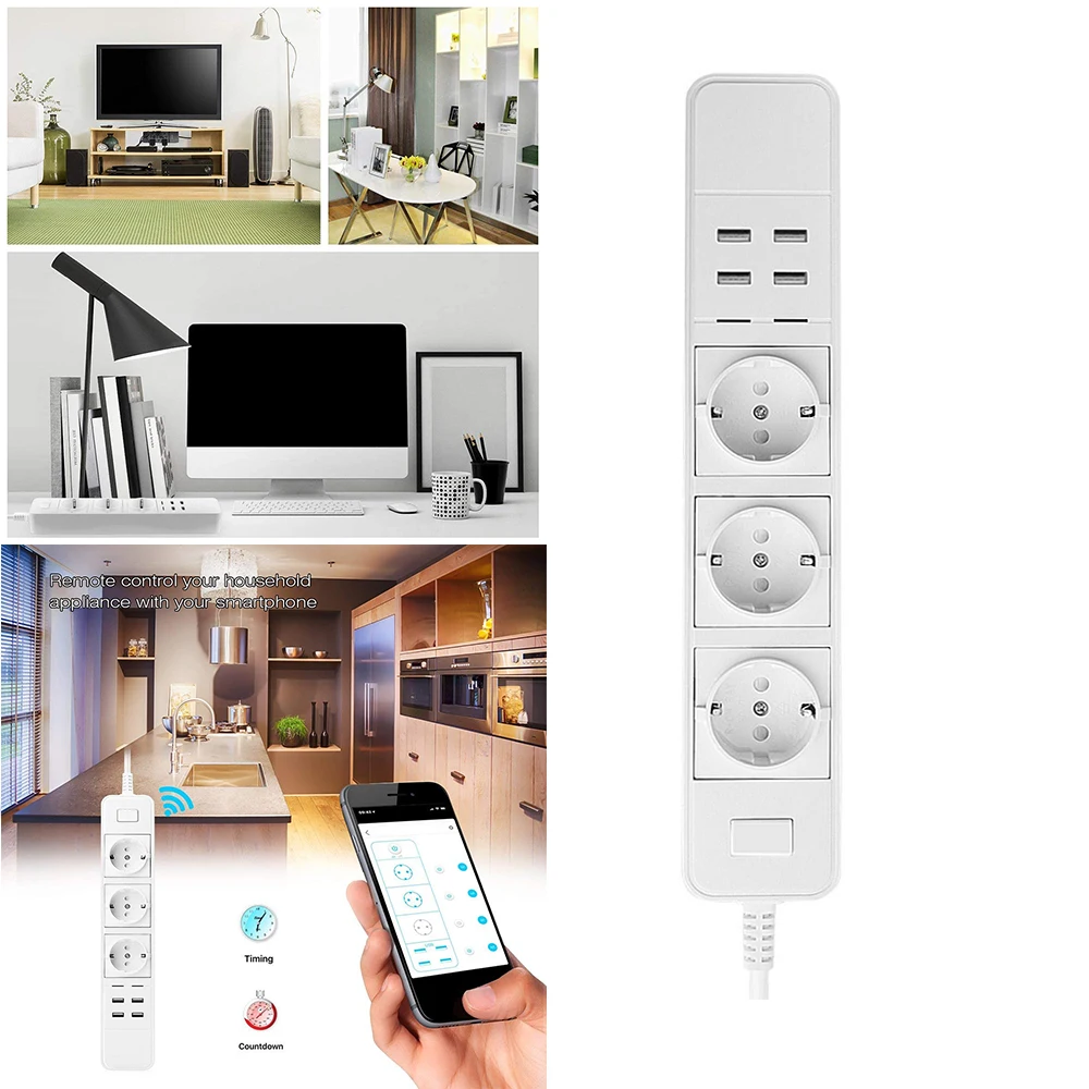 Powstro EU power Strip с 4 usb-портами для зарядки 3 разъемами многофункциональное зарядное устройство для дома и офиса с быстрой зарядкой