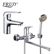 FRUD Chrome Plating Basin Faucet Bathroom Mixer Zinc Alloy Outlet Pipe Shower Faucet Bathtub Shower Head Cold and Hot Tap Home FRUD Chrome Plating Basin Faucet Bathroom Mixer Zinc Alloy Outlet Pipe Shower Faucet Bathtub Shower Head Cold and Hot Tap Home